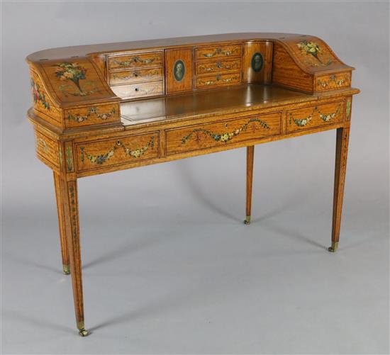 An Edwardian painted satinwood Carlton House desk, W.4ft 4in. D.1ft 11in. H.3ft 2in.